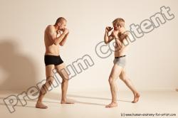 Underwear Martial art Man - Man White Moving poses Slim Short Blond Dynamic poses Academic